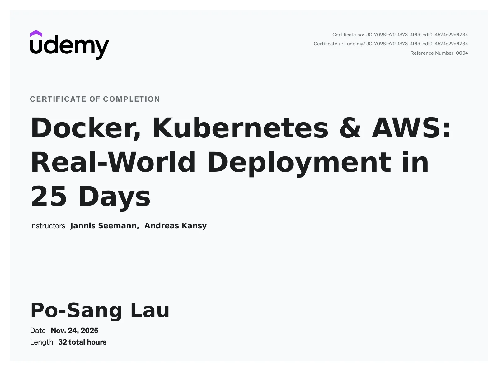 Docker & Kubernetes course